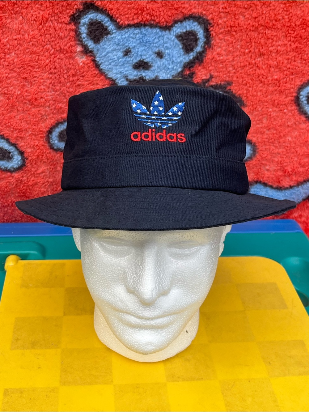 adidas navy Bucket Hat with Star-Pattern Trefoil